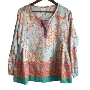 Sigrid Olsen Women‎ Top M Colorful Boho Cottagecore Hippie Festival Whimsical